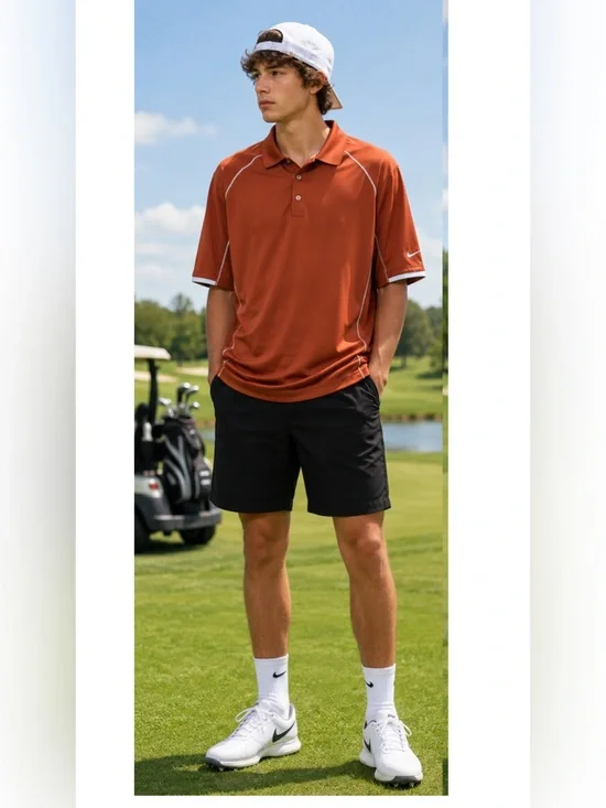 Nike Golf Dri-Fit XL Polo Burnt Orange Short Sleeve Shirt Activewear Casual Gorp