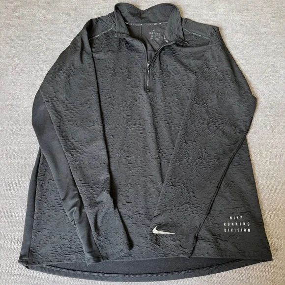 Nike Running Division Top Mens XL Black Dri-FIT 1/2 Zip Pullover DA0430-010