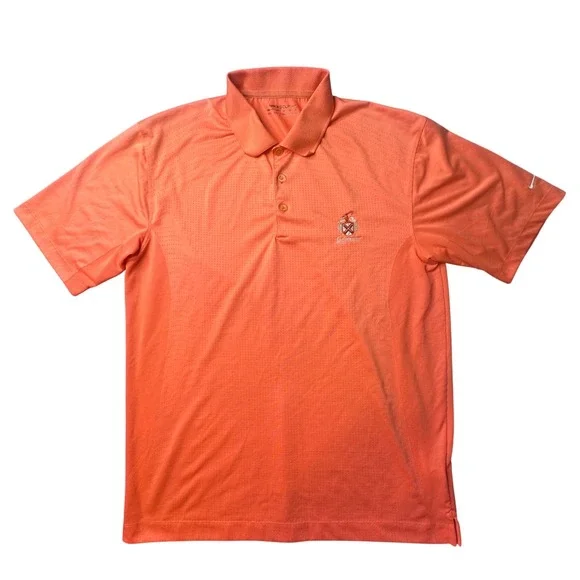 Nike Polo Shirt Mens M Orange Nike Golf Fit Dry Lochinvar Crest 256497-622 S/S