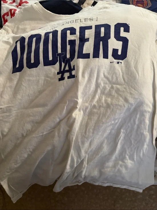 Nike White Los Angeles Dodgers Navy Graphic Tee