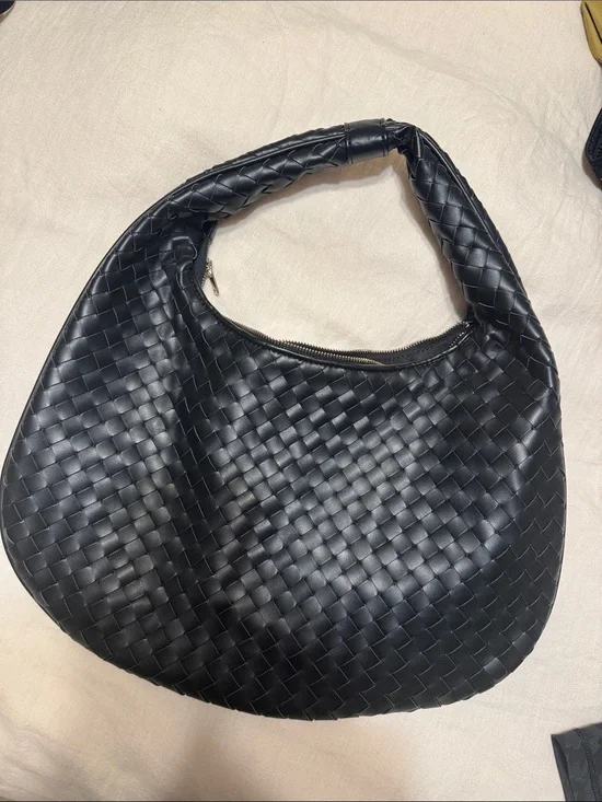 NWT Abercrombie & Fitch Black Woven Hobo Shoulder Bag