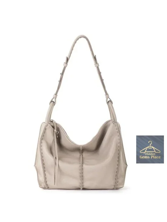 Large Leather Hobo Handbag for Everyday & Travel with Zipper Pocket