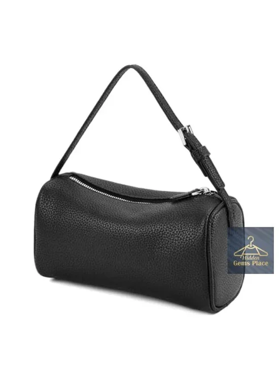 Small PU Leather Hobo Crossbody Bag Barrel Purse Casual Handbag