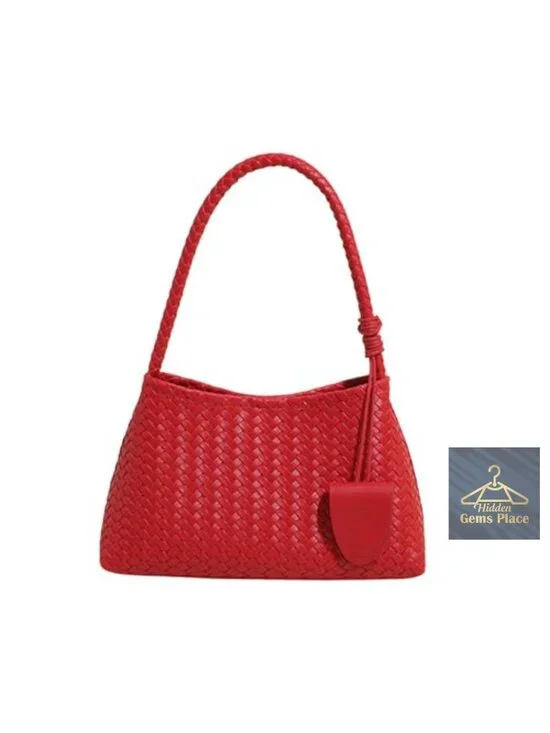 Woven Hobo Bag Faux Leather Shoulder Bag Slouchy Tote Purse