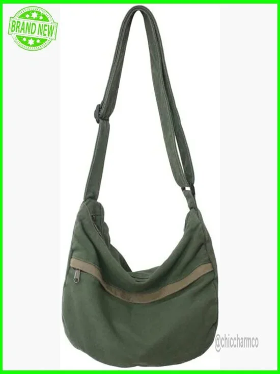 Canvas Hobo Crossbody Bag Adjustable Strap Large Capacity Tote Handbag