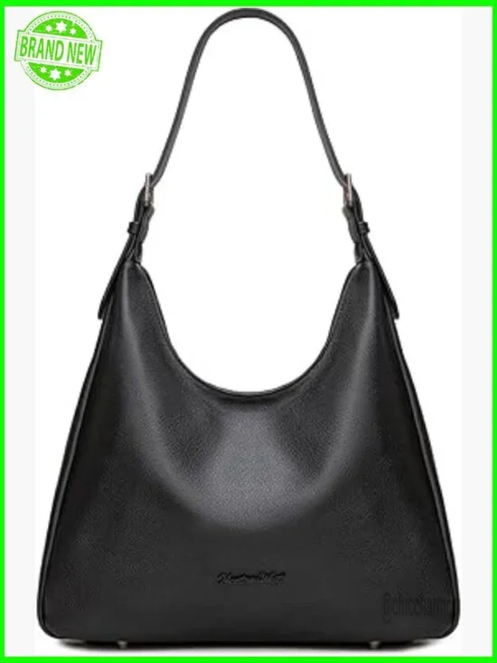 Slouchy Hobo Shoulder Bag PU Leather Adjustable Strap Multi-Pocket