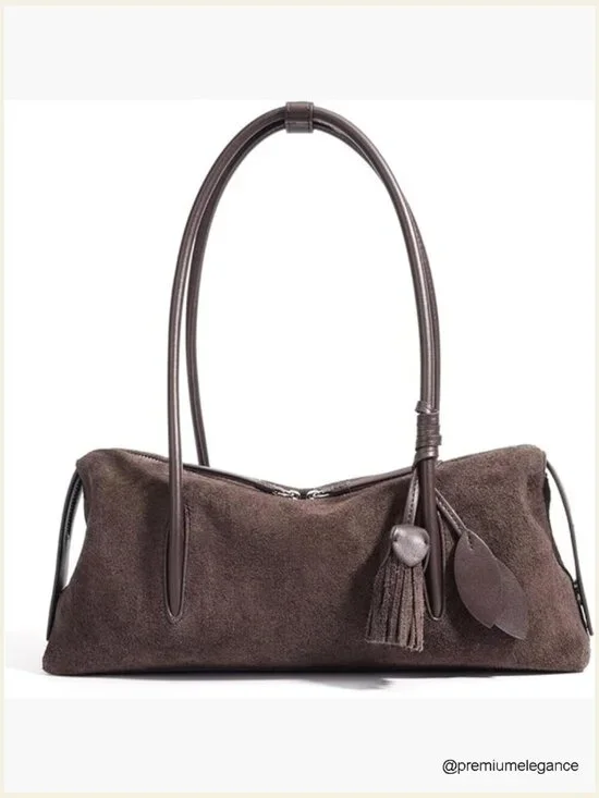 Genuine Suede Leather Hobo Bag, Lightweight Tote Handbag, Soft Shoulder Bag