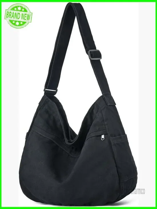 Large Canvas Hobo Tote Crossbody Bag Adjustable Strap Travel Work