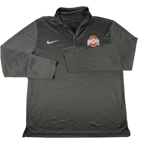 Nike Pullover Mens L Gray Ohio State Buckeyes Quarter Zip Dri-FIT  Athletic