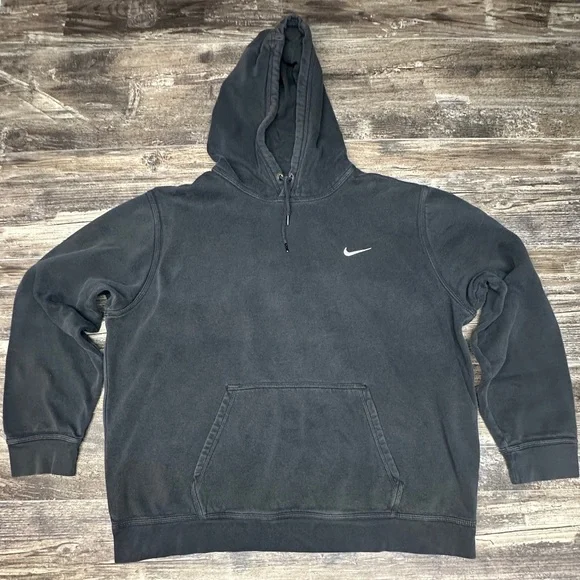 Nike Club Fleece Hoodie XXL – Washed Black Vintage Fade Swoosh Pullover