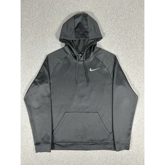 Nike Dri-Fit Mens Black Pullover Hoodie Athletic Drawstring Casual Wear M