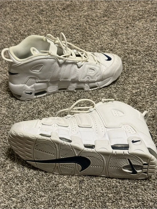 Nike White and Black Men’s Air More Uptempo Sneakers