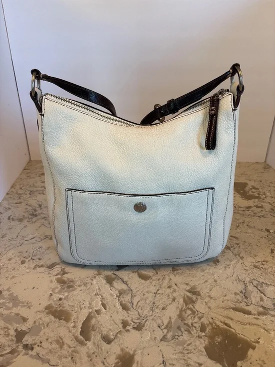 Vintage Coach Chelsea F10891 Slouchy Hobo Handbag Milled White Pebbled Leather