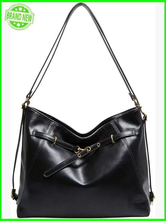 Large Vegan Leather Hobo Tote Convertible Backpack Work Travel Bag