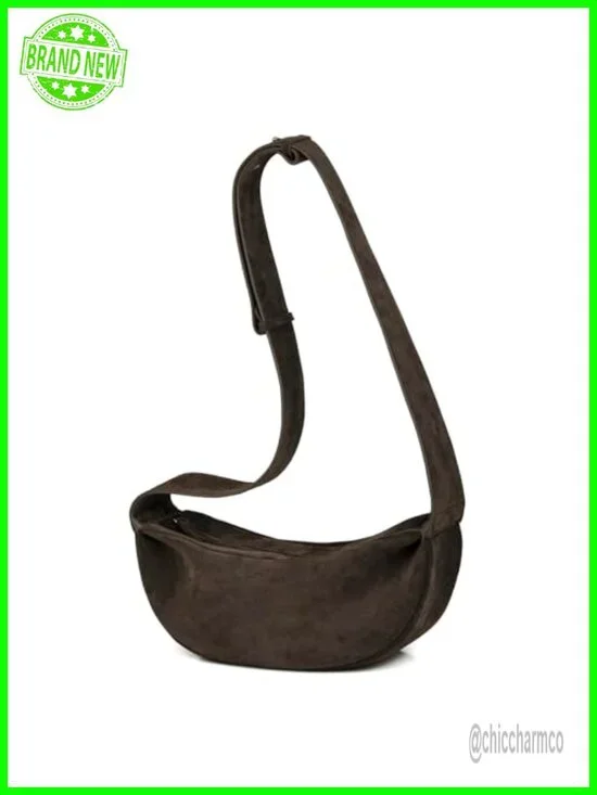 Premium Suede Leather Crossbody Sling Bag Hobo with Wide Strap