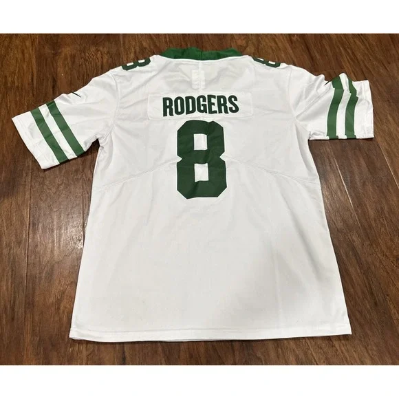 New York Jets Jersey Mens S White Green Aaron Rodgers Engineered Nike
