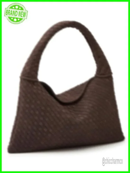 Slouchy Woven Suede Hobo Bag Crossbody Shoulder Satchel Work Tote Handbag