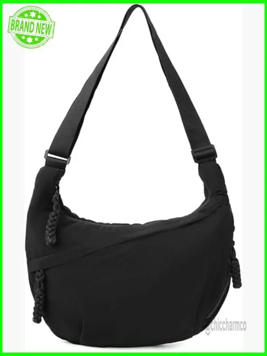 Medium Hobo Shoulder Bag Waterproof Nylon Crossbody Casual Retro Slouchy