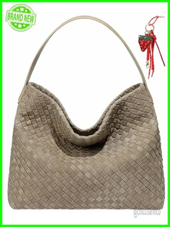 Woven Suede Shoulder Bag Hobo Tote Satchel Crossbody Handbag