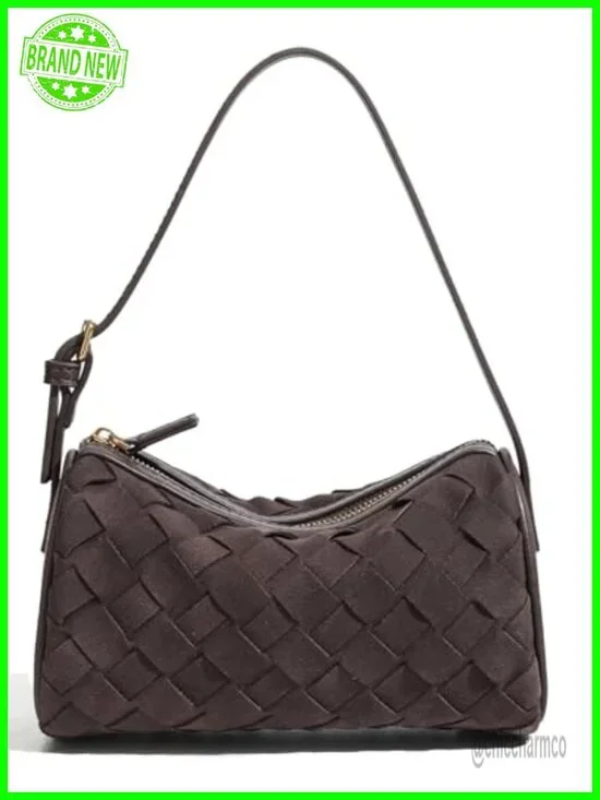 Woven Faux Suede Small Hobo Bag Crossbody Clutch Purse