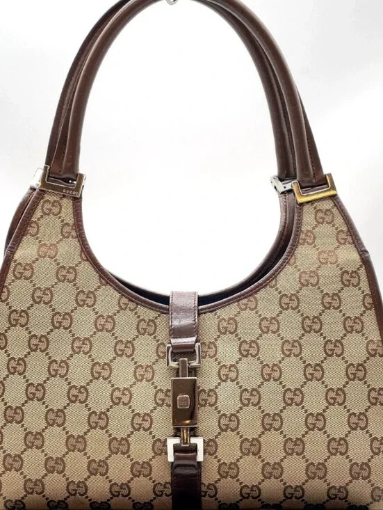 Gucci Vintage GG Canvas Jackie O Hobo Shoulder Bag 01719 W/dustbag
