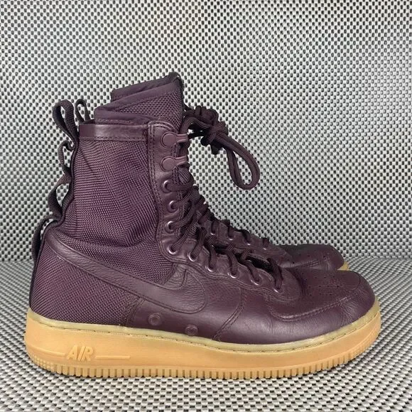 Nike SF Air Force 1 High Sneakers Mens 7.5 Deep Burgundy Logo Lace Up