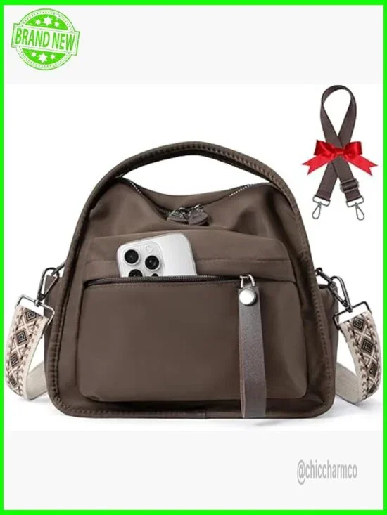 Nylon Crossbody Bag with Top Handle Waterproof Hobo Satchel Adjustable Strap