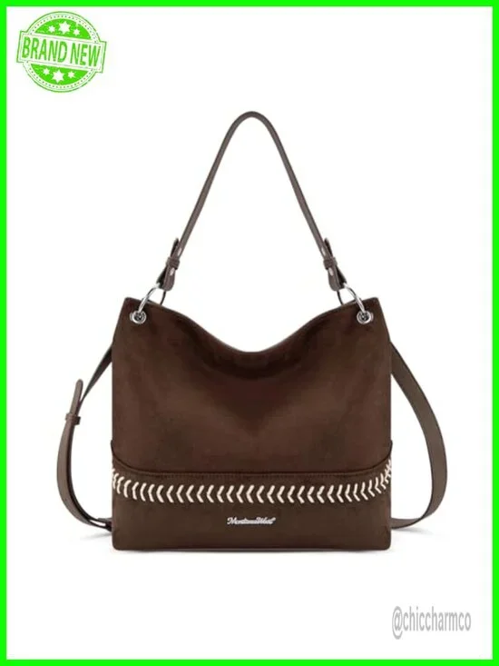 Hobo Bag for Ladies Shoulder Handbags with Back Pocket - Faux Suede