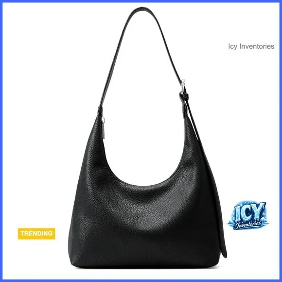 Vegan Leather Crescent Tote Bag with Adjustable Shoulder Strap