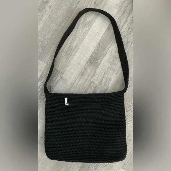 THE SAK Black Woven/Crochet Hobo Shoulder Bag