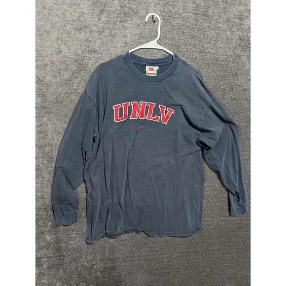 Nike Team UNLV Rebels Long Sleeve T-Shirt Mens XL Blue Vintage Collegiate Swoosh