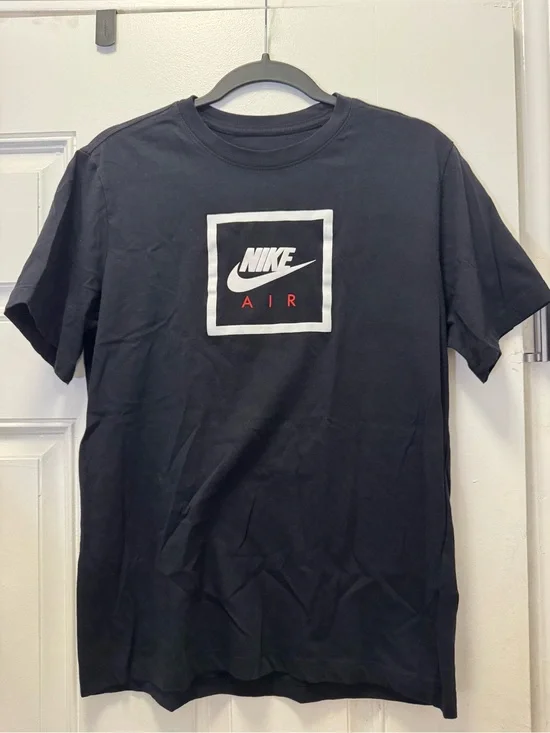 Nike Black Tee with White Swoosh and Text 0280
