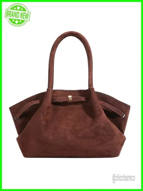 Faux Suede Hobo Tote Bag Shoulder Handbag for Work Travel