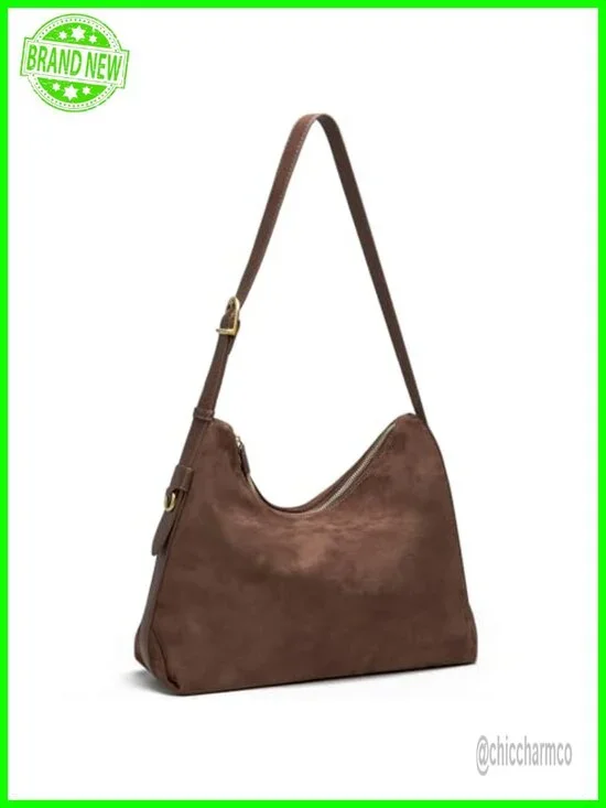 Hobo Bag Women Slouchy Shoulder Soft Suede Purse with Adjustable Strap 5 Pockets