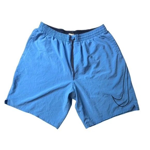 Nike Swim Trunks Mens XL Blue NESS9488 Swoosh Graphic Athletic Board Shorts