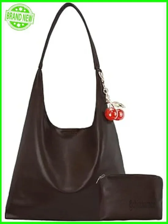 Large Vegan Leather Hobo Bag Crossbody Tote Shoulder Purse Slouchy Retro