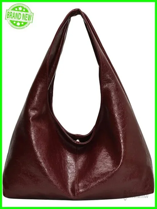 Large Slouchy Hobo Tote Faux Leather Shoulder Bag Work Tote
