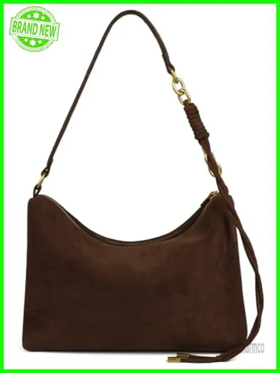 Faux Suede Hobo Bag with Adjustable Strap, Lightweight, Zipper Closure,