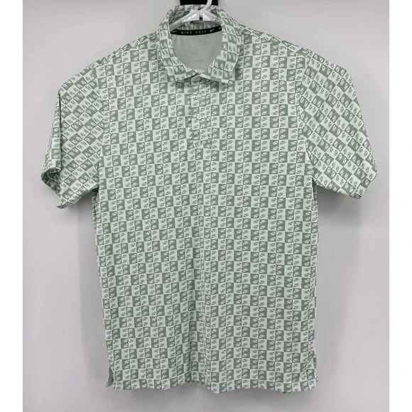 Nike Golf Dri Fit Short Sleeve Polo Shirt Nike All Over Green White Medium NWT