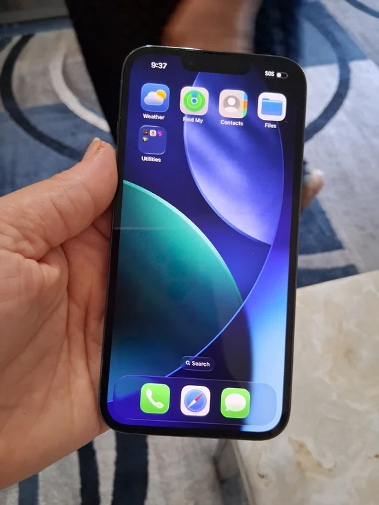 Apple Black Smartphone with Blue-Green Display