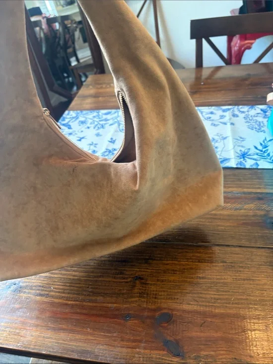 Tan Suede Hobo Shoulder Bag - Women