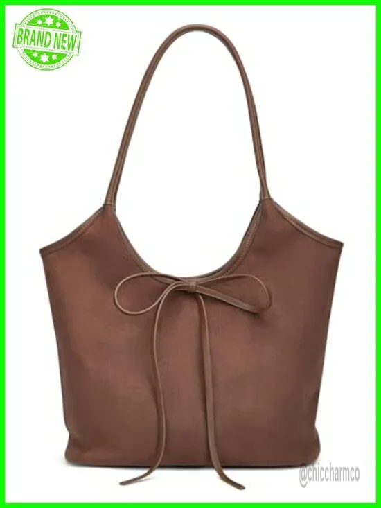 Vintage French Bow Tote Bag Hobo Shoulder Satchel Large Capacity Purse