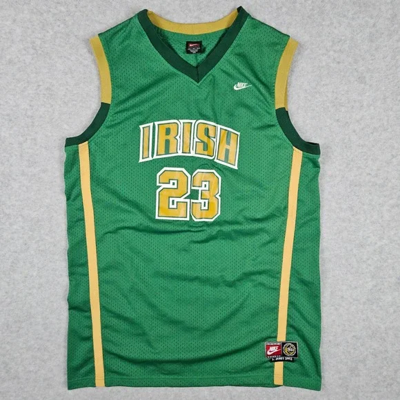 Nike Mens XL Green Basketball Jersey LeBron James 2003 Irish SVSM High School
