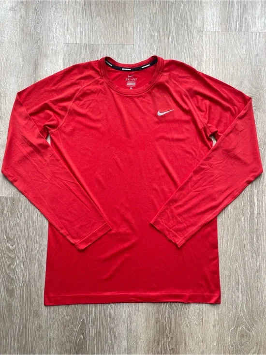 Nike DRI-FIT Running Red Long Sleeve Shirt
