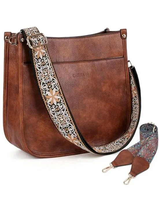 Womens Vegan Leather Hobo Crossbody Bag Shoulder Purse Boho Strap Large Tote