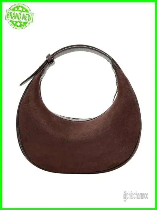 Faux Suede Crossbody Hobo Bag with Adjustable Strap