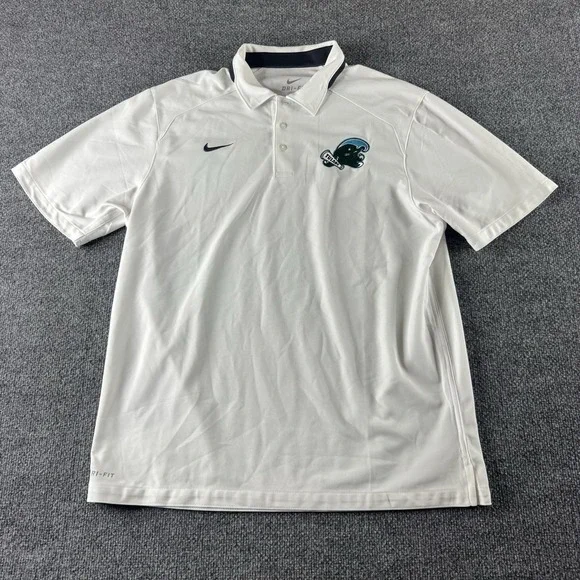 Tulane Green Wave Polo Shirt Mens Large White NCAA Nike Dri-FIT Embroidered