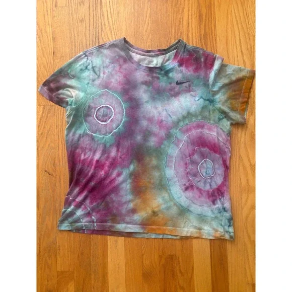 Nike Dri-FIT Ice Dye Geode T-Shirt Mens XL Upcycled Custom Purple Teal XL