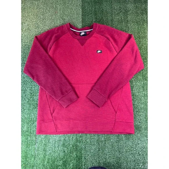 Nike Sportswear Optic Crew Pullover‎ Sweatshirt Men's LG Red 928465-677 Pocket