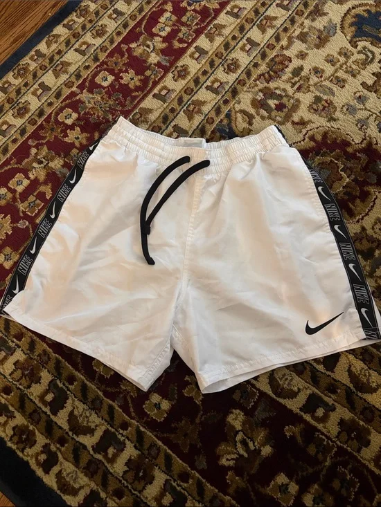 Mens White Nike Swim Trunks M
